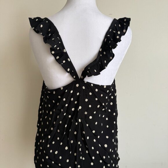 Madewell Ruffle-Strap Cami Top Black White Polka Dot Size Small NWOT - Picture 6 of 11